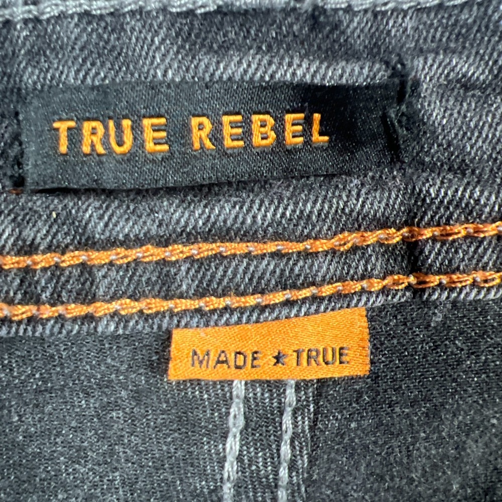 True Rebel Jeans Mens 34X30 Dark Gray Premium Denim 808 Slim Fit Straight Leg - Picture 9 of 16